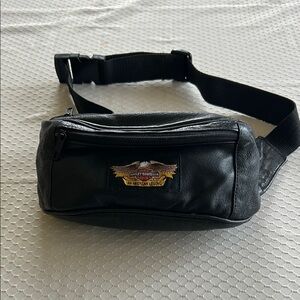 Vintage Harley-Davidson Black Leather fanny pack Waist Bag